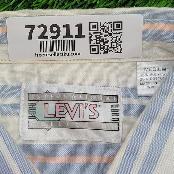 Vintage LEVIS Baggy Button Shirt Medium 23x31 Poplin - Picture 6 of 15